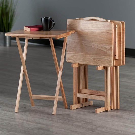 Solid Natural Oak Wood Portable Coffee Laptop Table