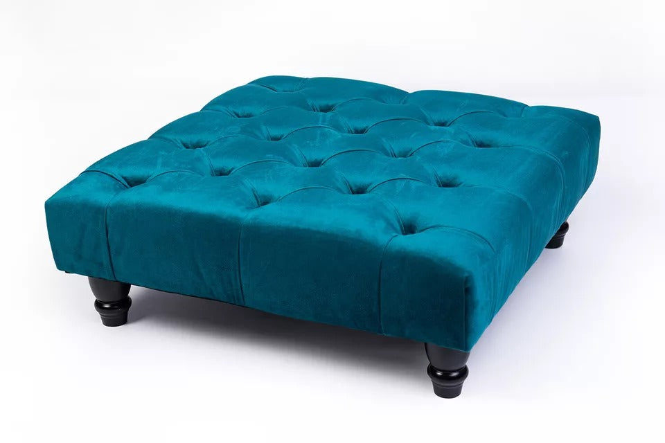 Square Upholstered Chesterfield Footstool Coffee Table Foot Stool Pouffe Seat