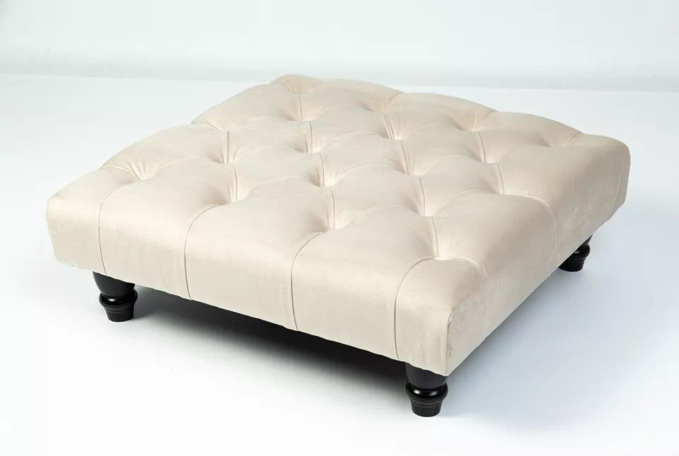 Square Upholstered Chesterfield Footstool Coffee Table Foot Stool Pouffe Seat